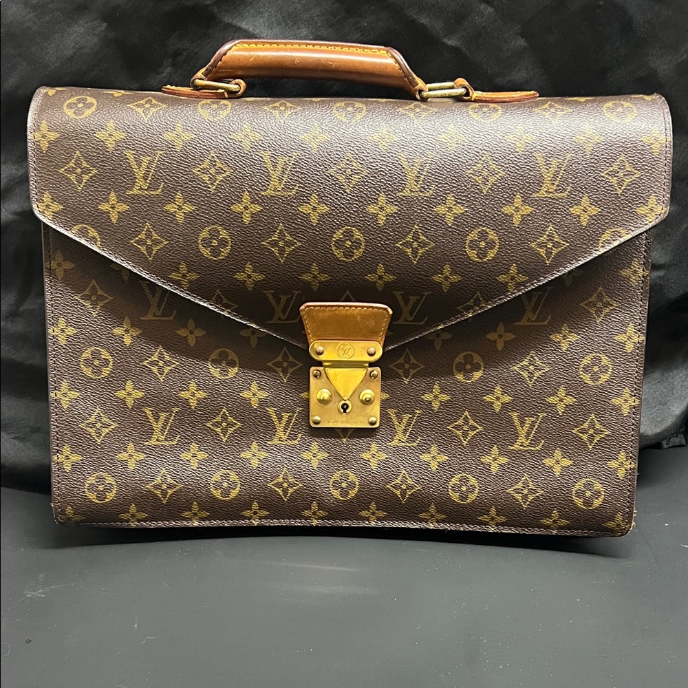 Louis Vuitton Monogram Canvas Briefcase with Gold-Tone Hardware